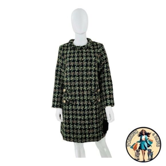Tuckernuck NEW Holly Tinsel Tweed Long Sleeve Retro Black Jackie Dress Size S - Picture 5 of 14